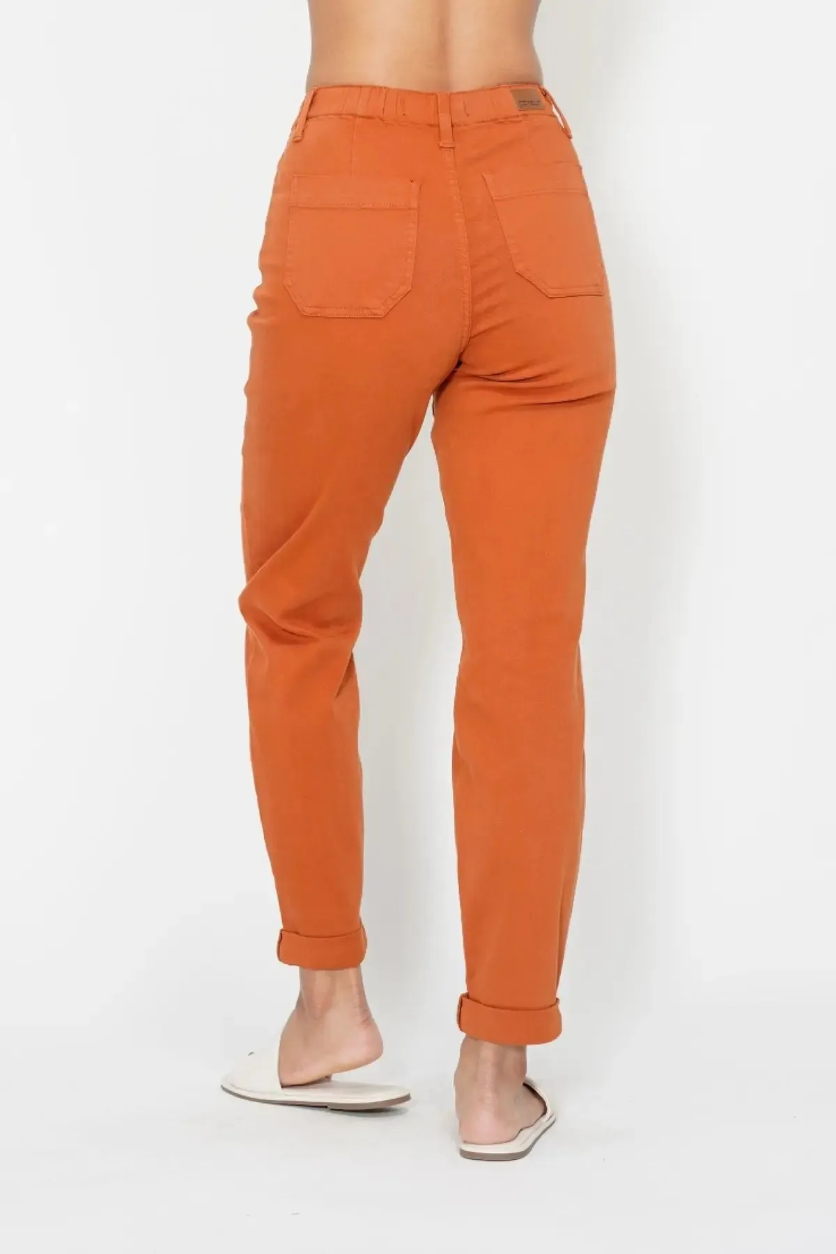 Judy Blue HW Auburn Orange Double Cuff Jogger