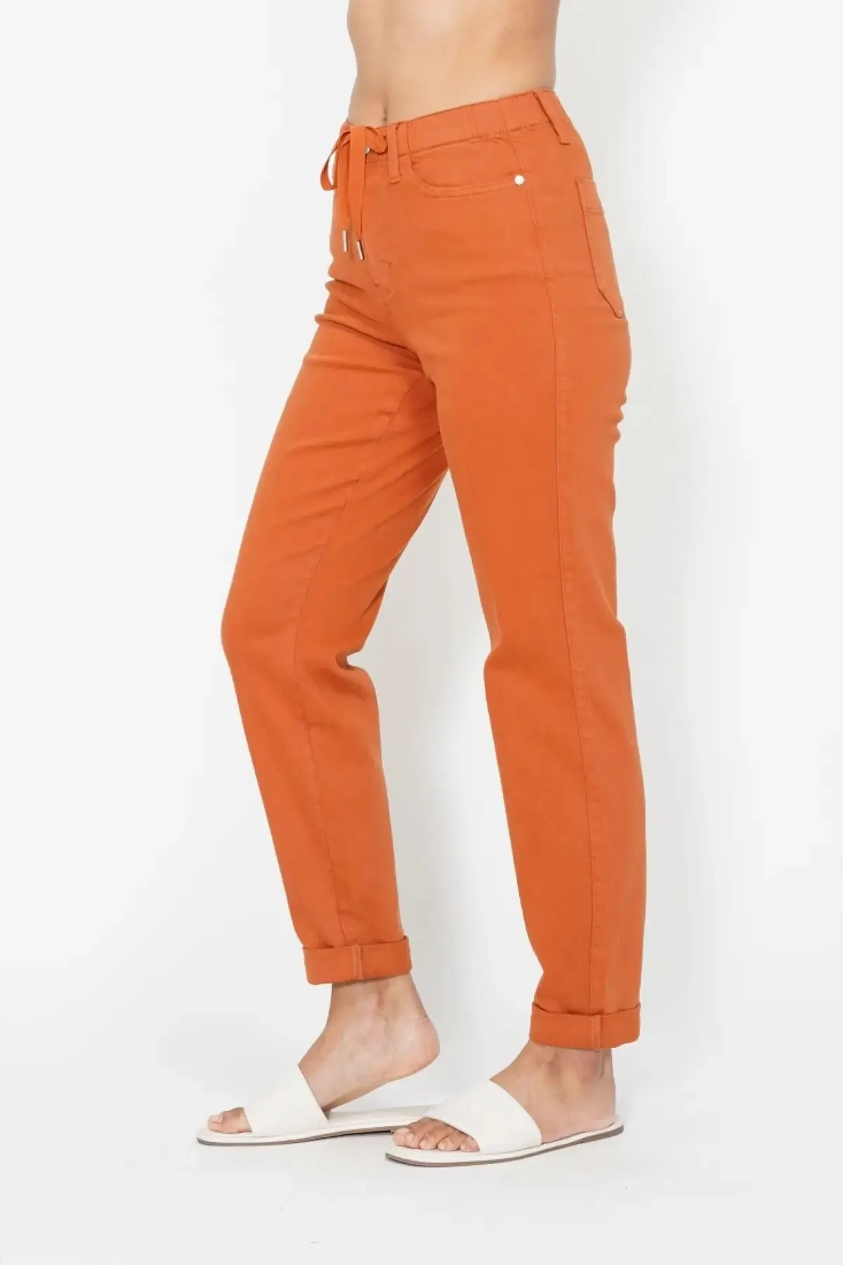 Judy Blue HW Auburn Orange Double Cuff Jogger