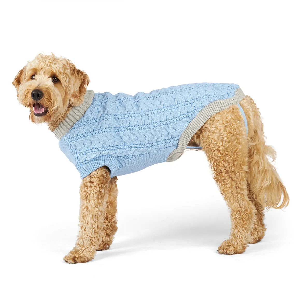 Kazoo Apparel Cable Knit Dog Jumper Blue Medium ***