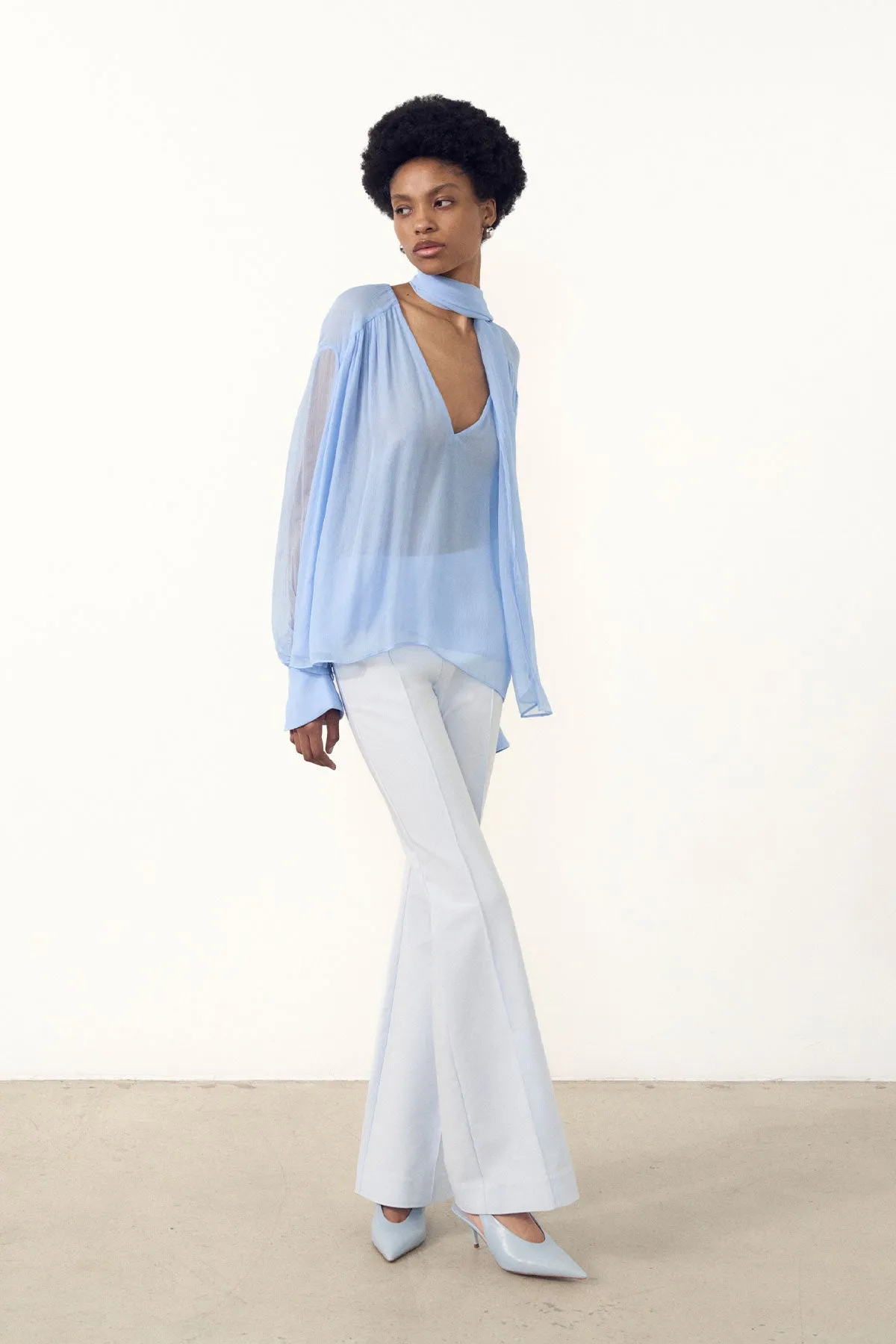 LAYLA SCARF BLOUSE - SKY