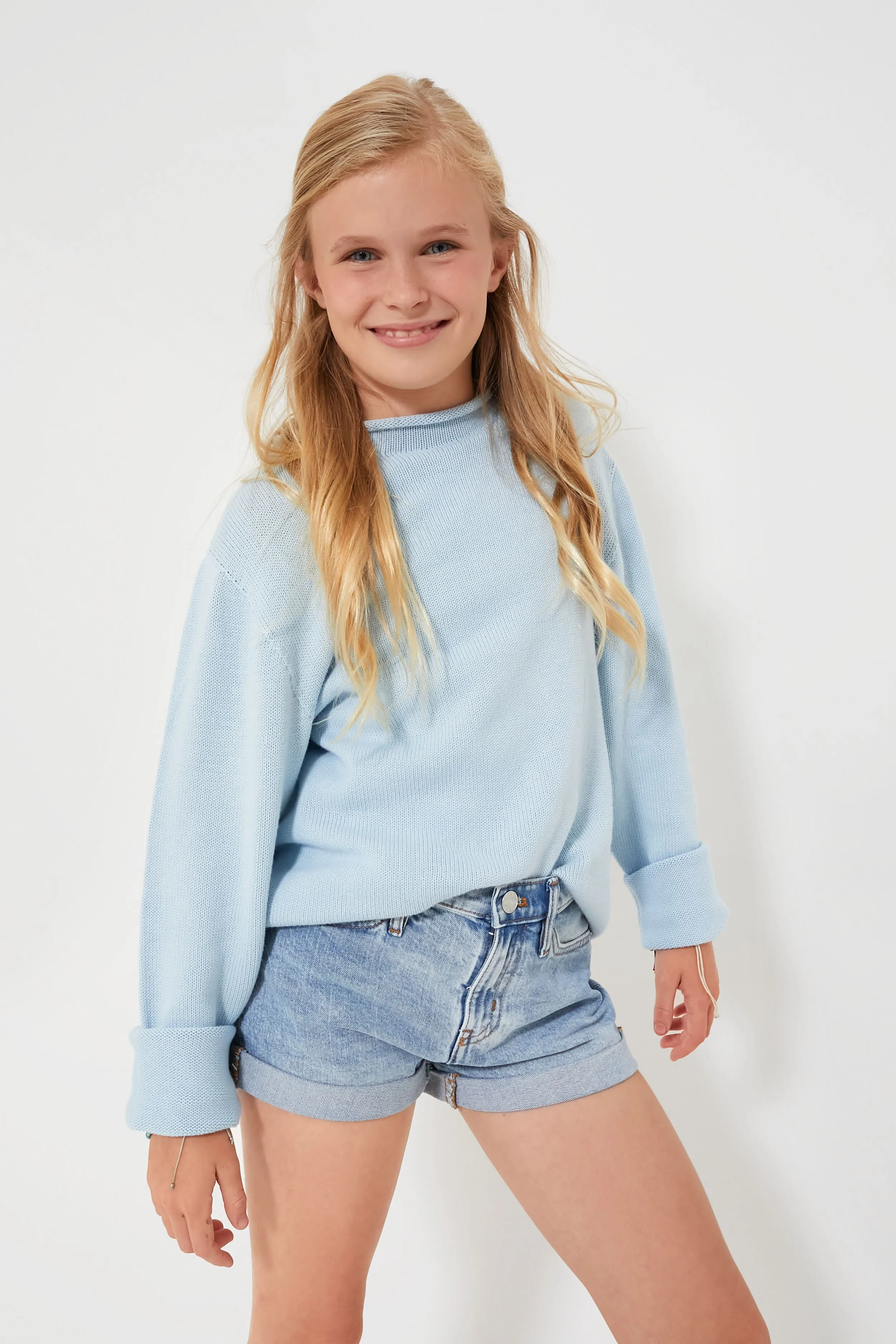 Light Blue Roll Neck Sweater