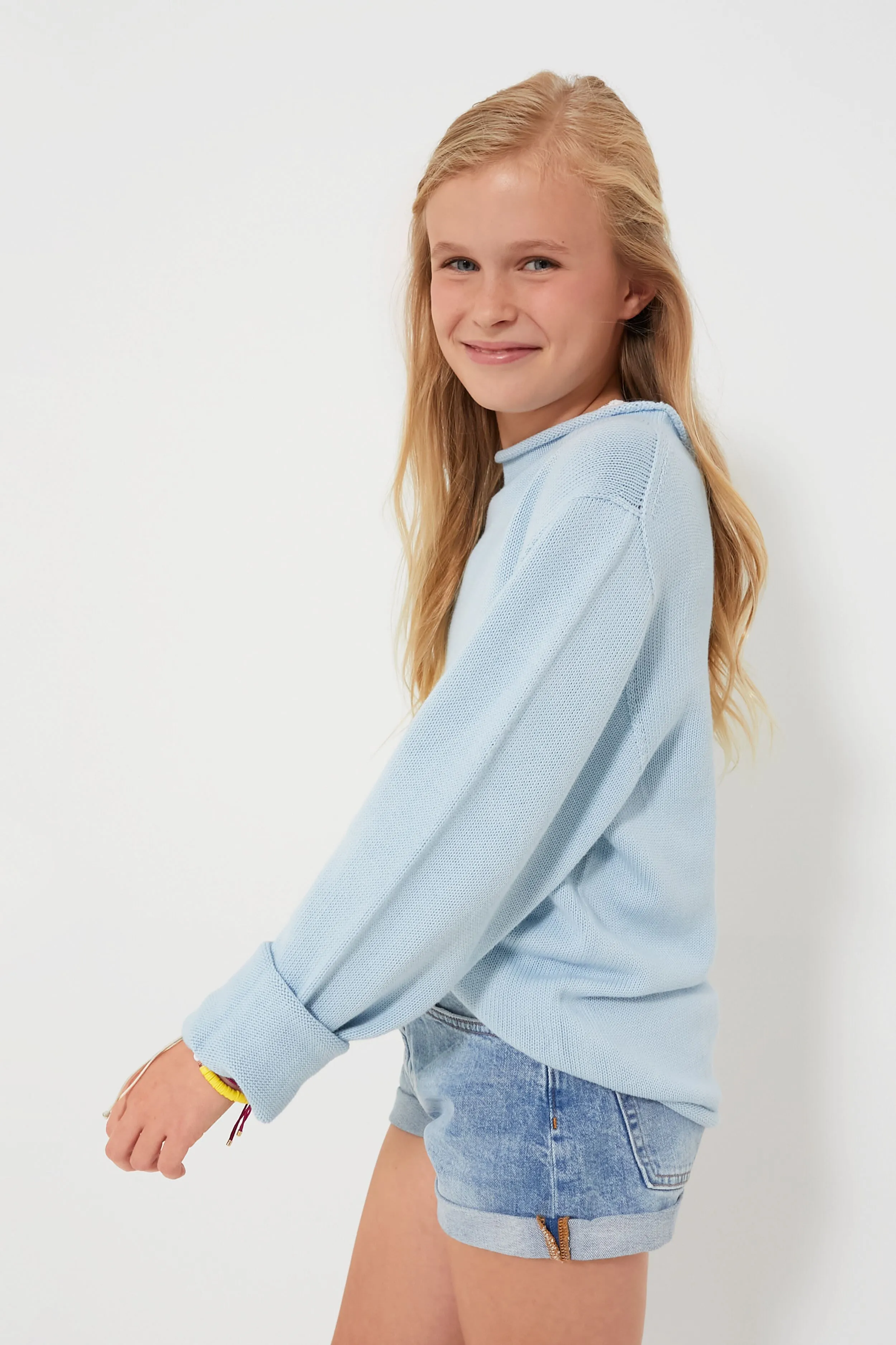 Light Blue Roll Neck Sweater