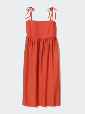 Linen blend camisole dress in orange