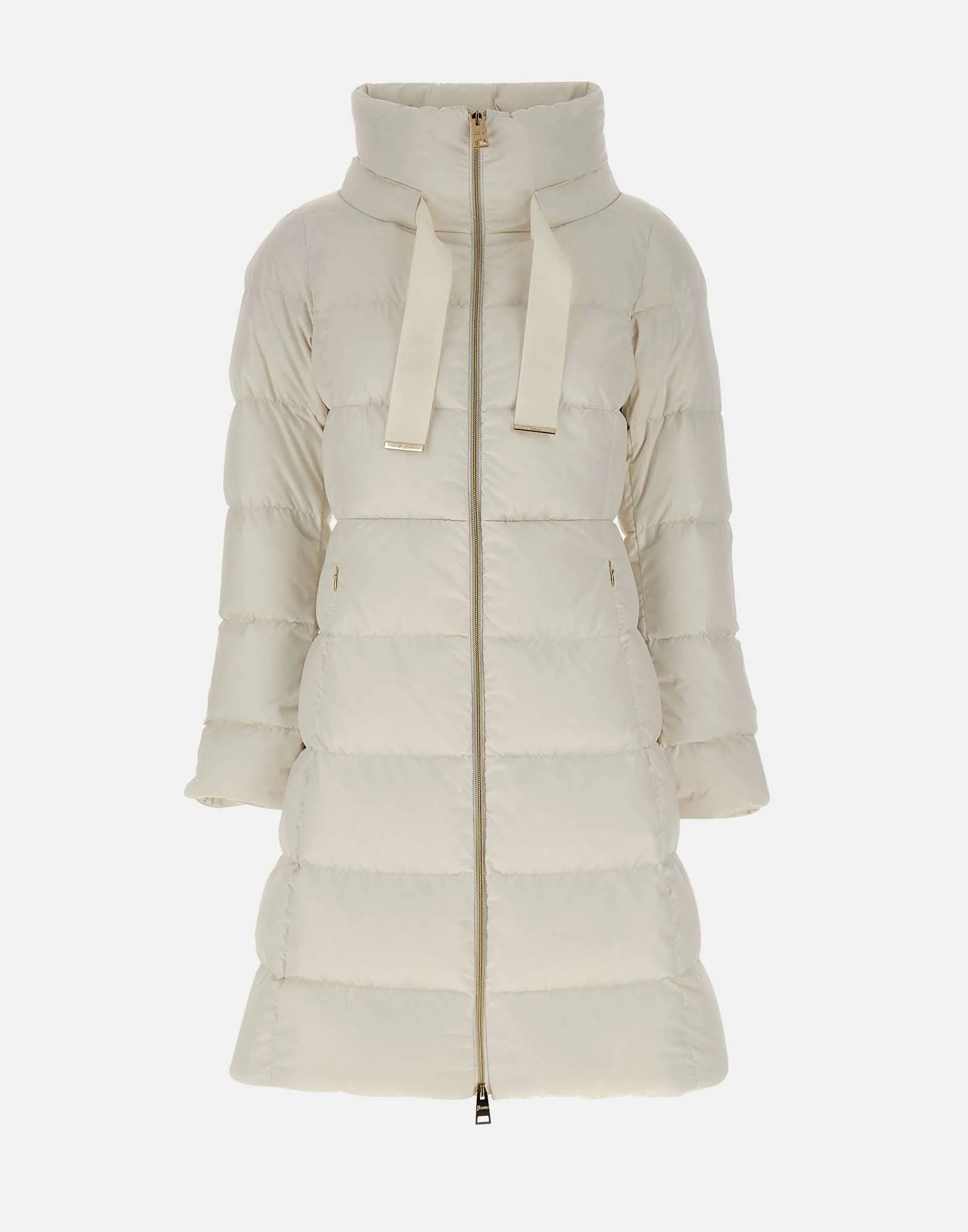 Milk White Down Jacket with Drawstring