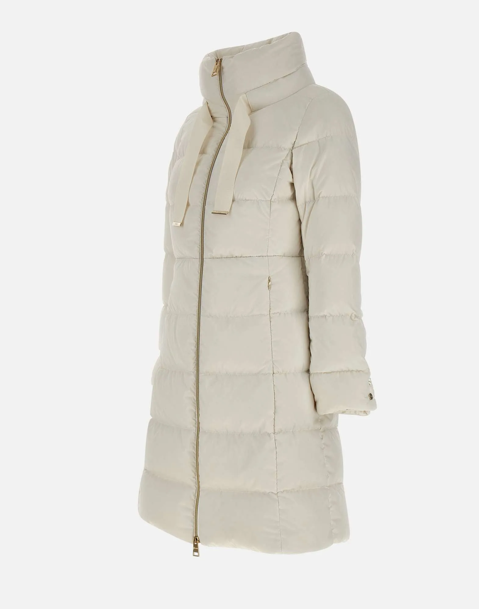 Milk White Down Jacket with Drawstring