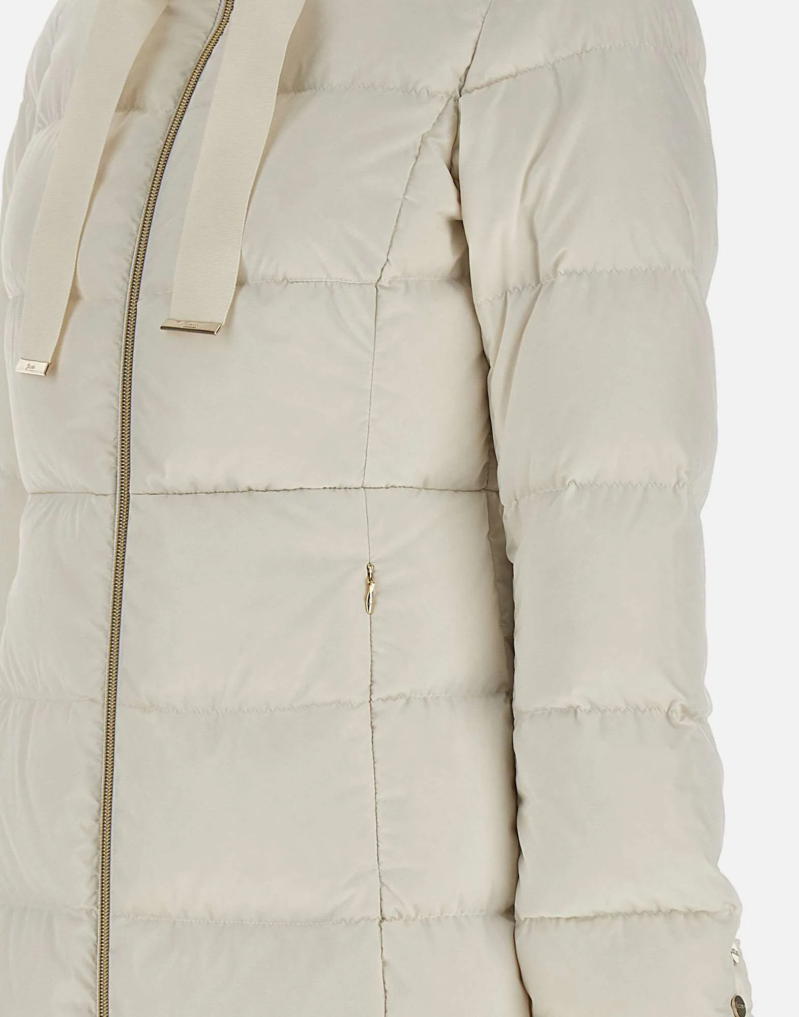 Milk White Down Jacket with Drawstring