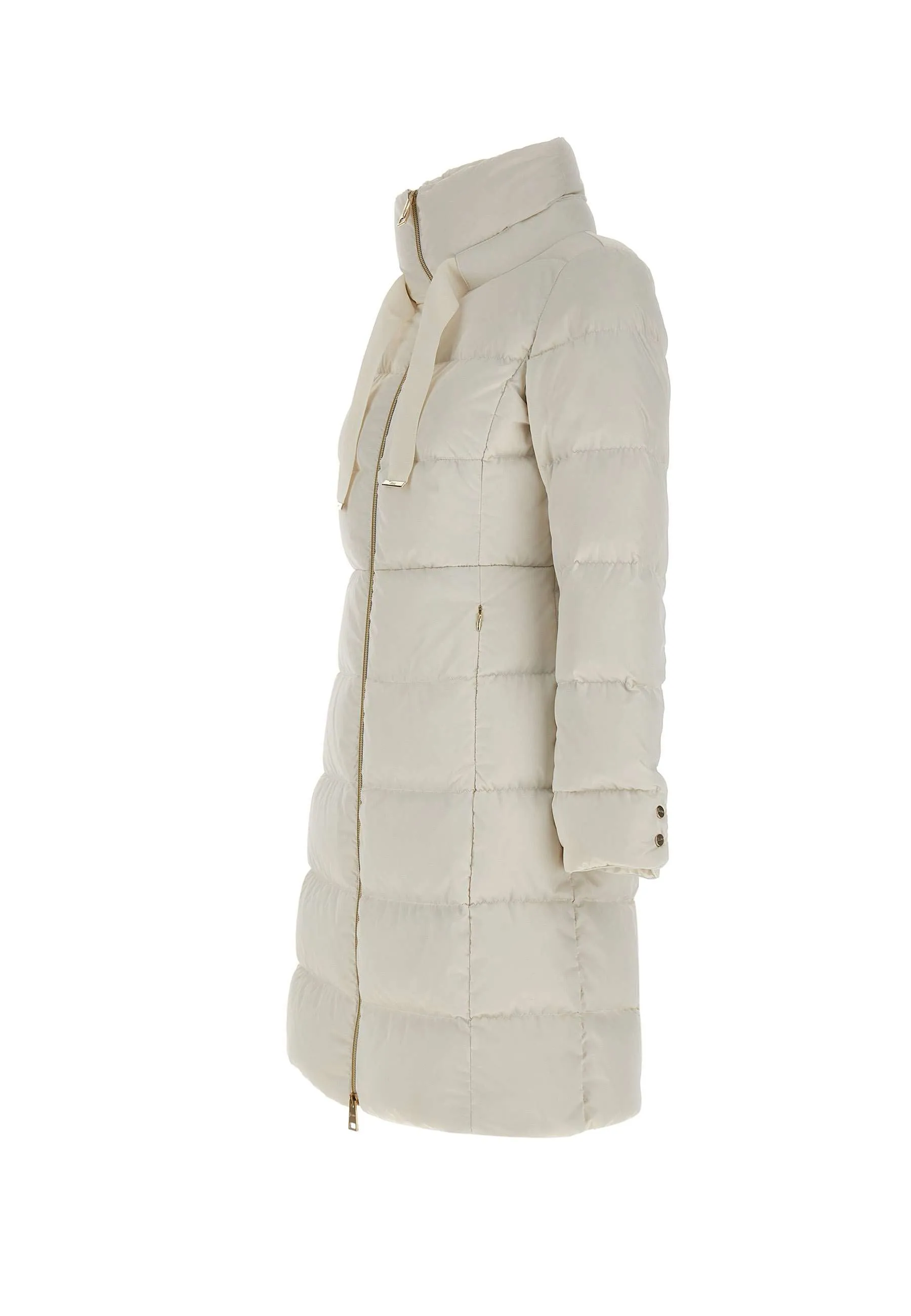 Milk White Down Jacket with Drawstring