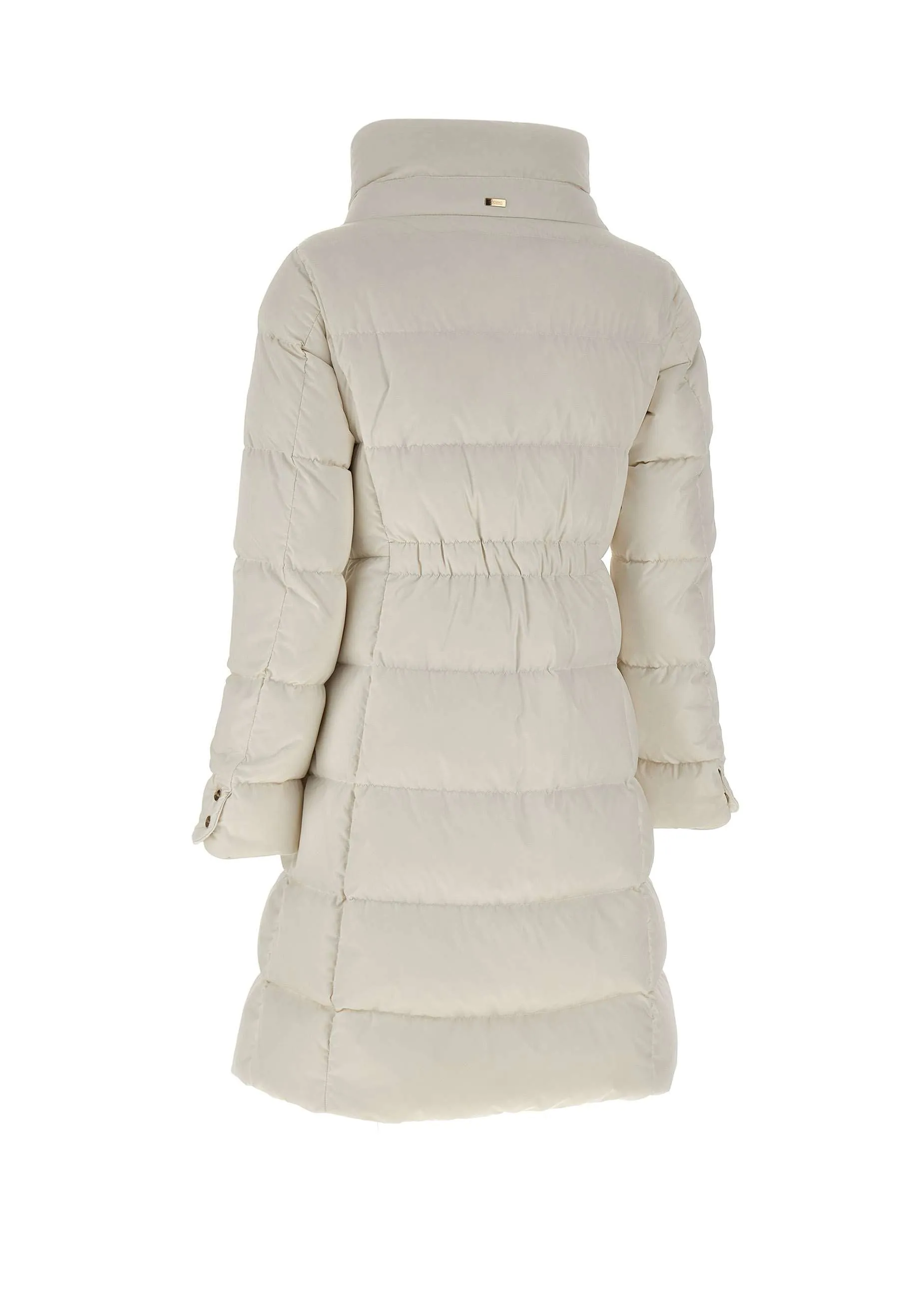 Milk White Down Jacket with Drawstring