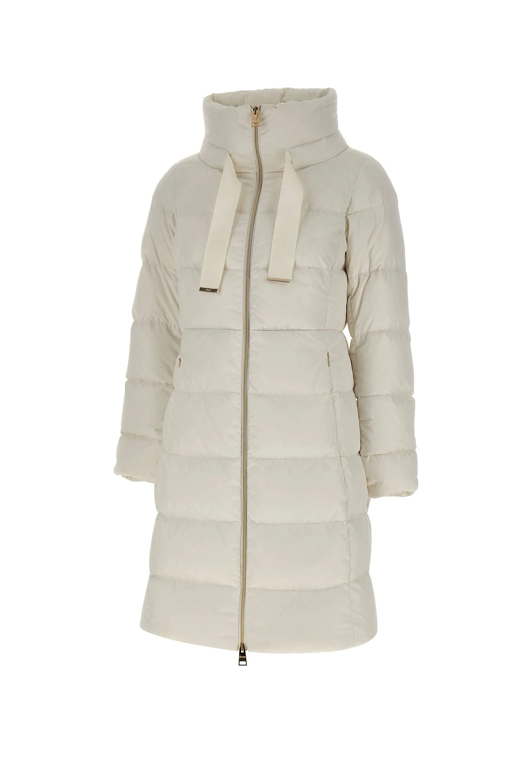 Milk White Down Jacket with Drawstring