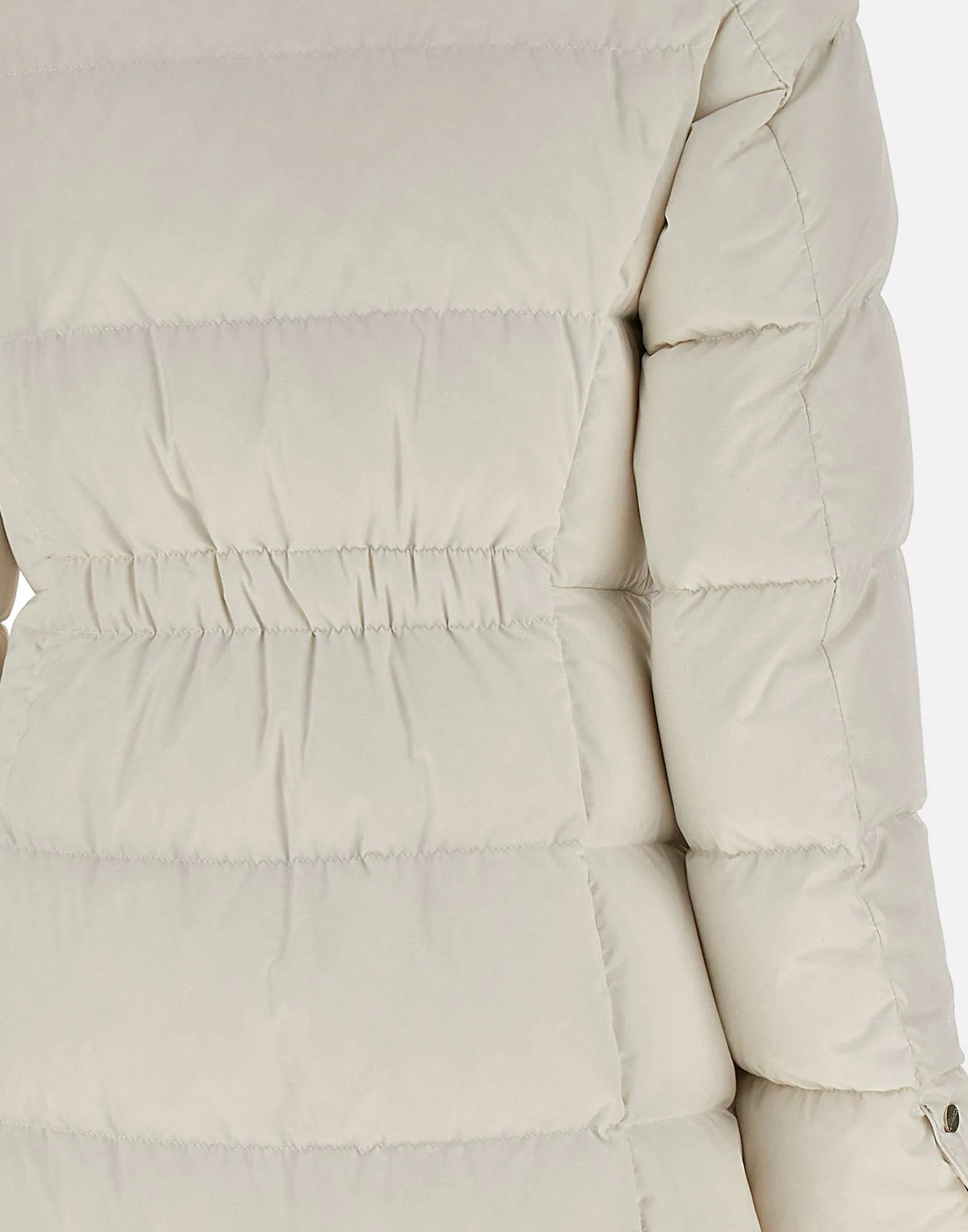 Milk White Down Jacket with Drawstring