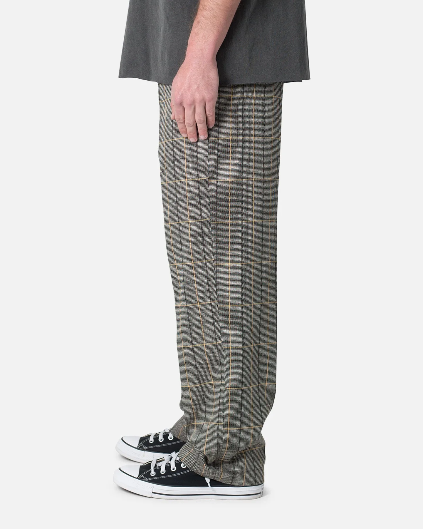 MNML Pleated Plaid Trousers Light Brown/Cream