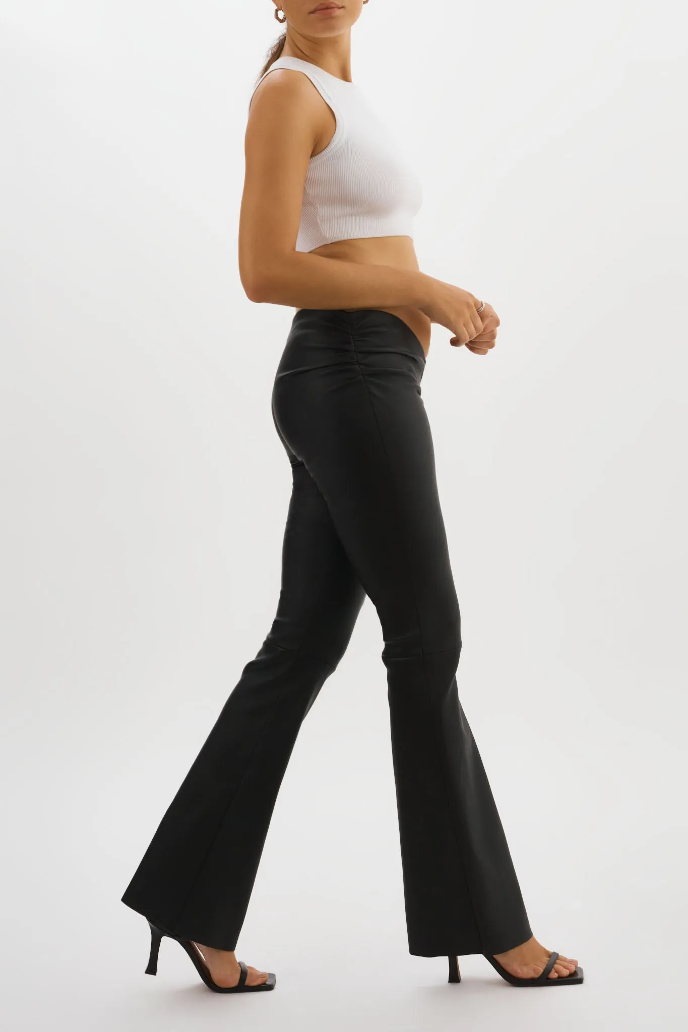 NADDA | Leather Low Rise Pants