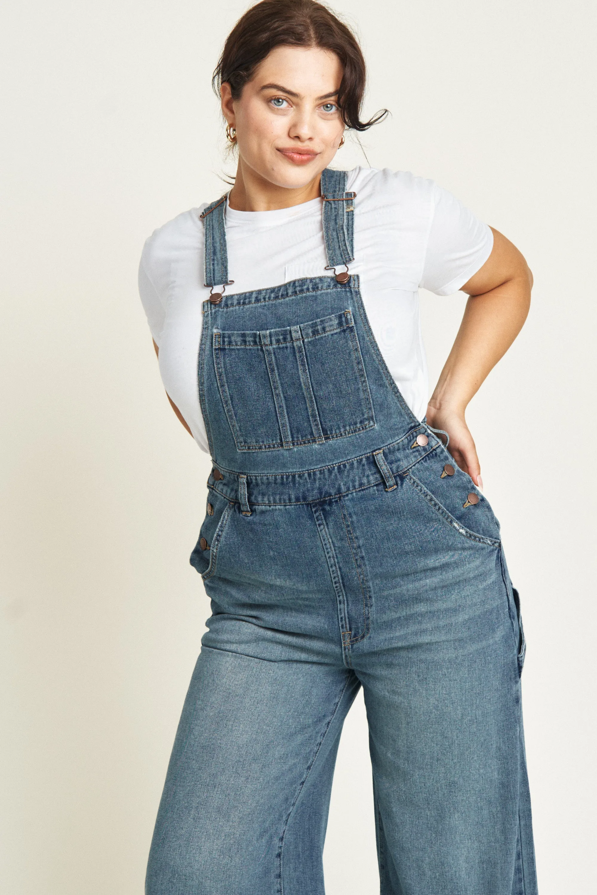 Norman Wide leg Overall Vintage Denim Indigo