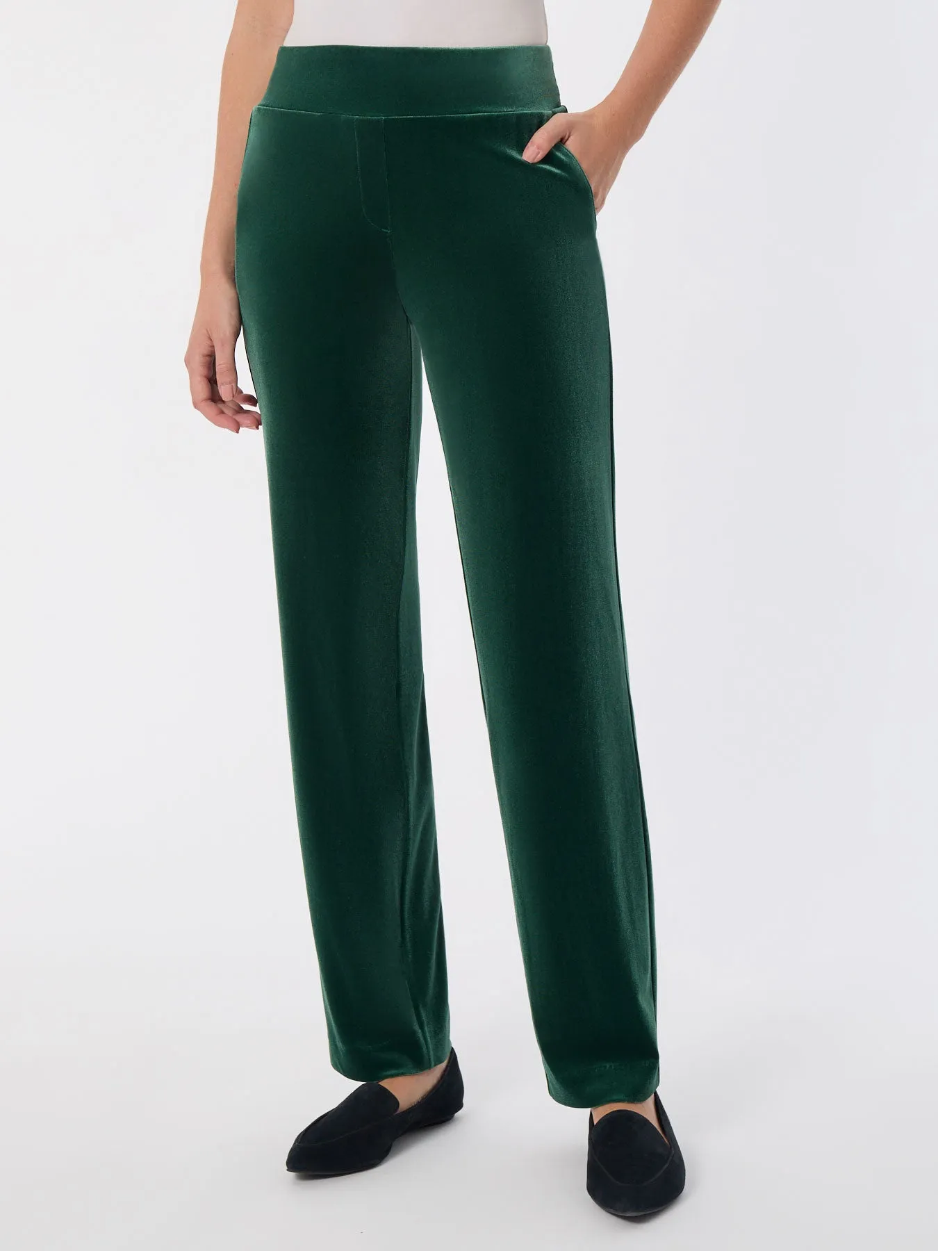 Petite Pull-On Velour Straight Leg Pants