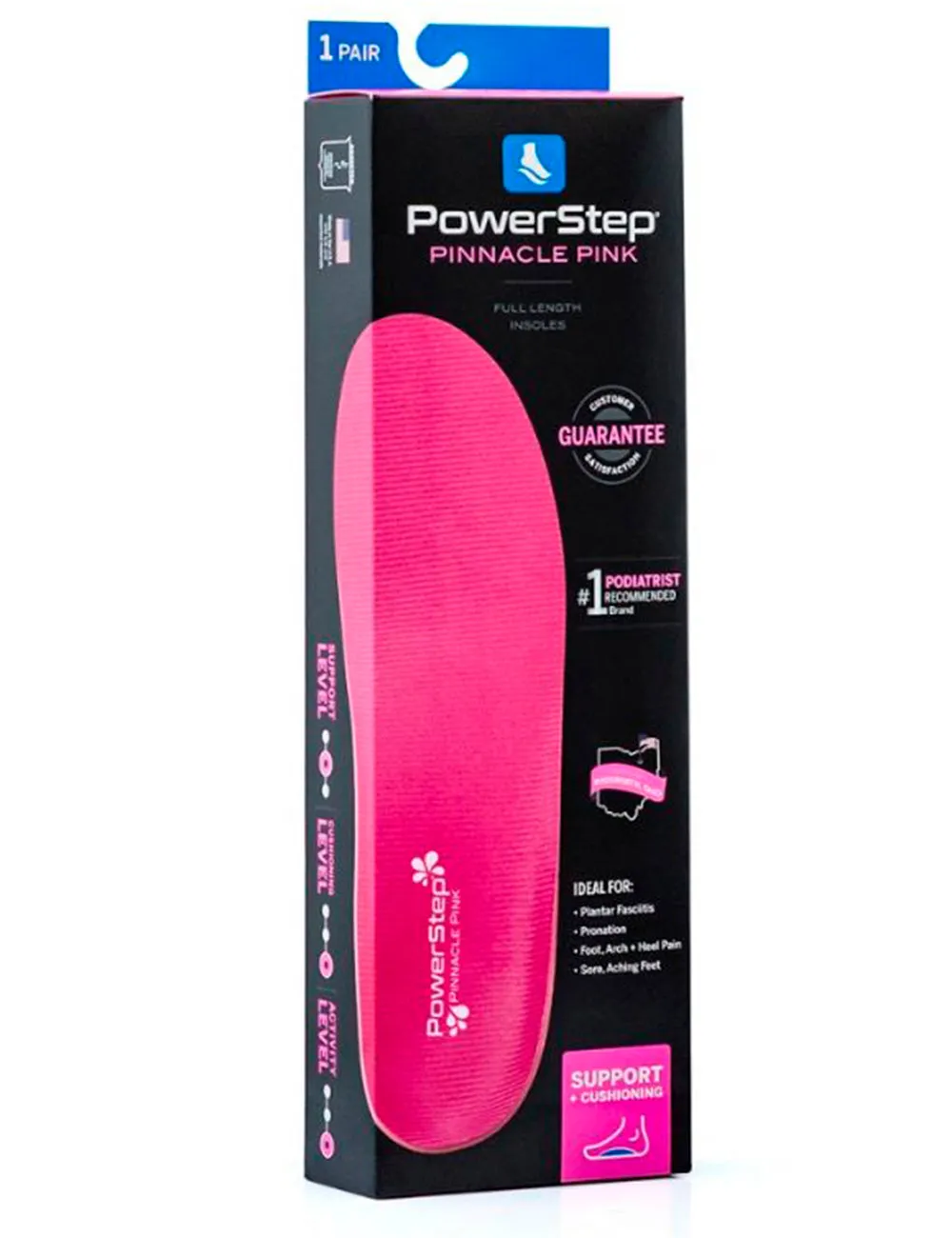 Powerstep Pinnacle Pink | Arch Support Shoe Orthotic Inserts for Women | Max Cushion | Color Pink