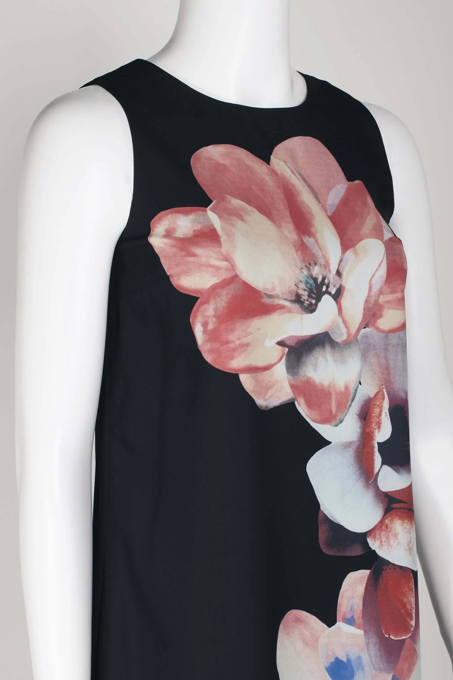 Premise Crew Neck Sleeveless Floral Print Shift Polyester Dress