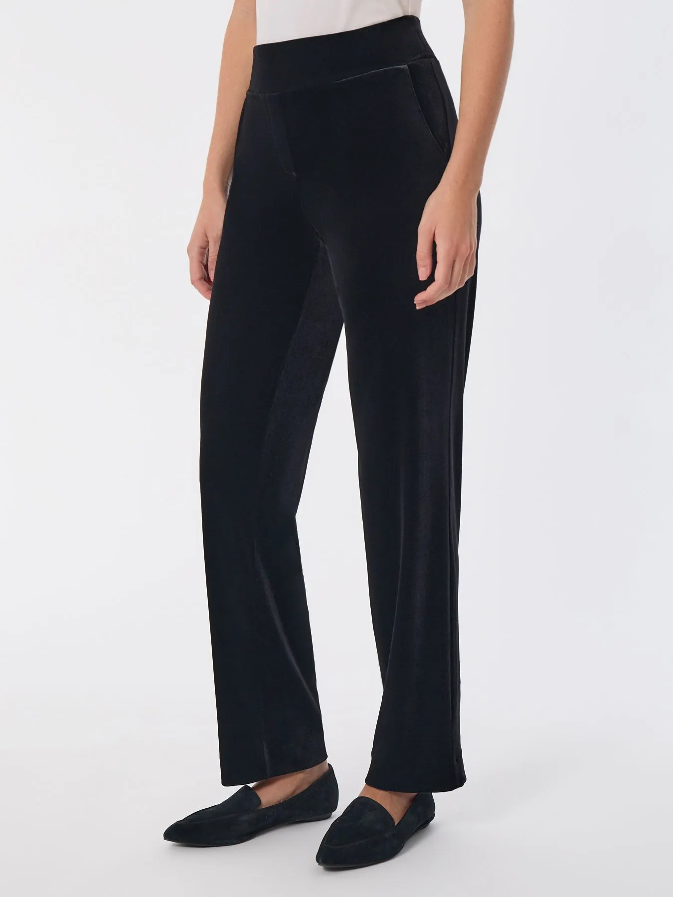 Pull-On Velour Straight Leg Pants