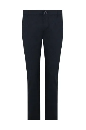 Regular Fit Side Pocket High Waist Unpleated Cotton Black Casual Pants, Navy