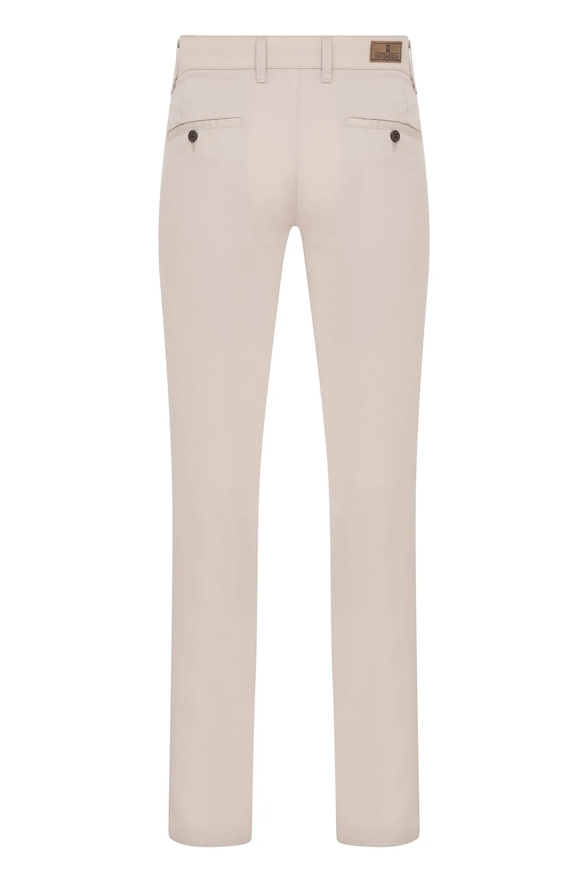 Regular Fit Side Pocket Low Waist Beige Cotton Casual Pants