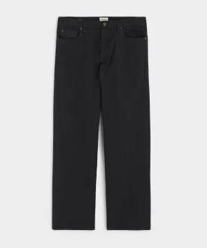 Relaxed Fit 5-Pocket Cotton Linen Pant in Black