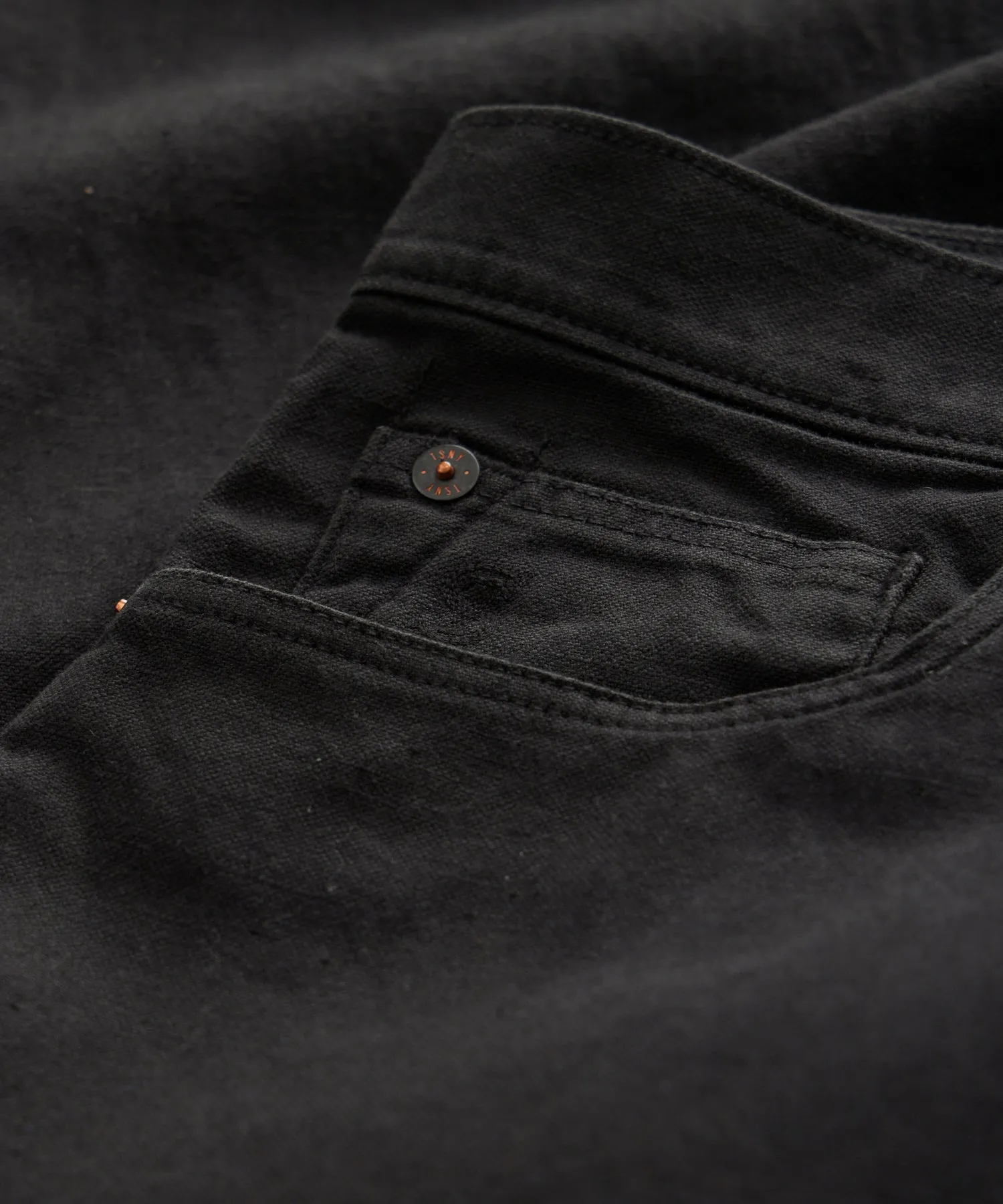 Relaxed Fit 5-Pocket Cotton Linen Pant in Black