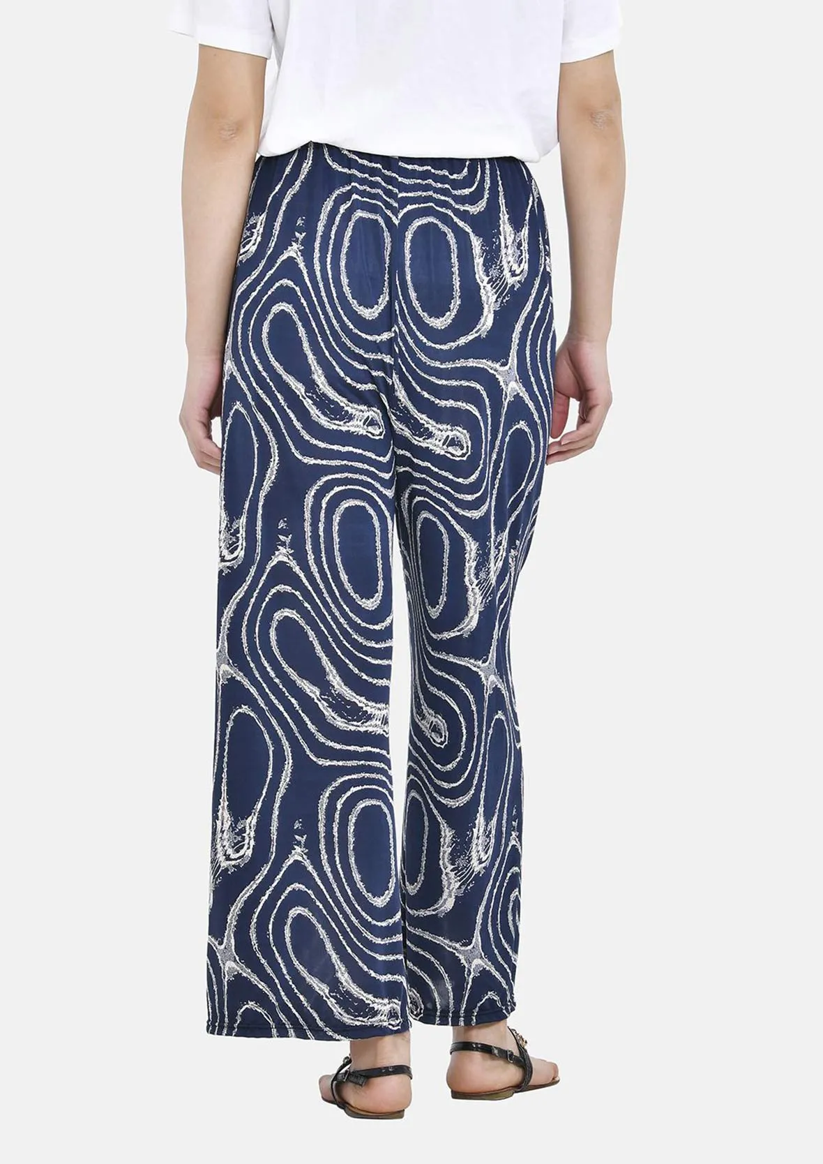 Relaxed Fit Printed Wide Leg Trousers