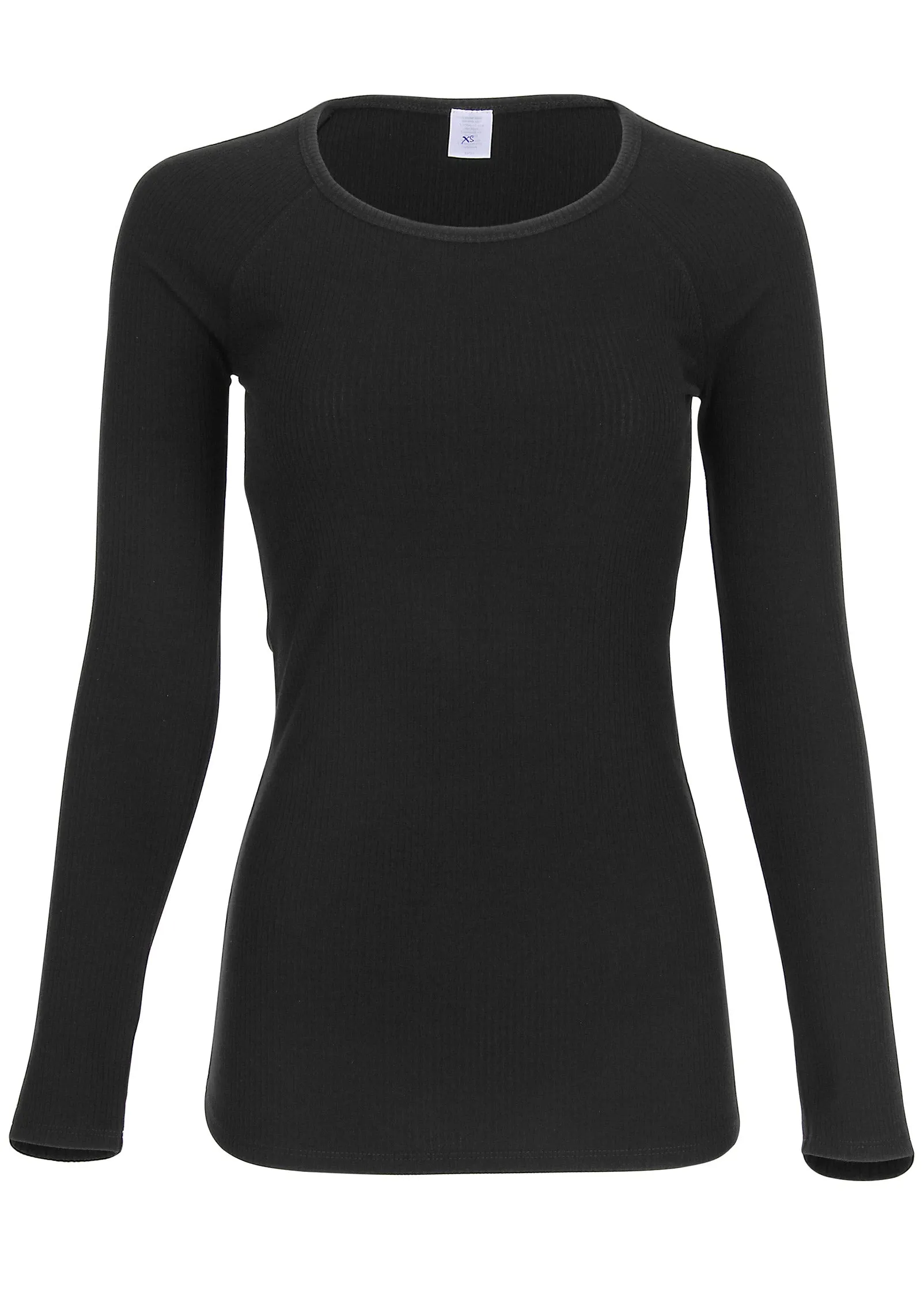 Ribbed Crew Neck Top - Black