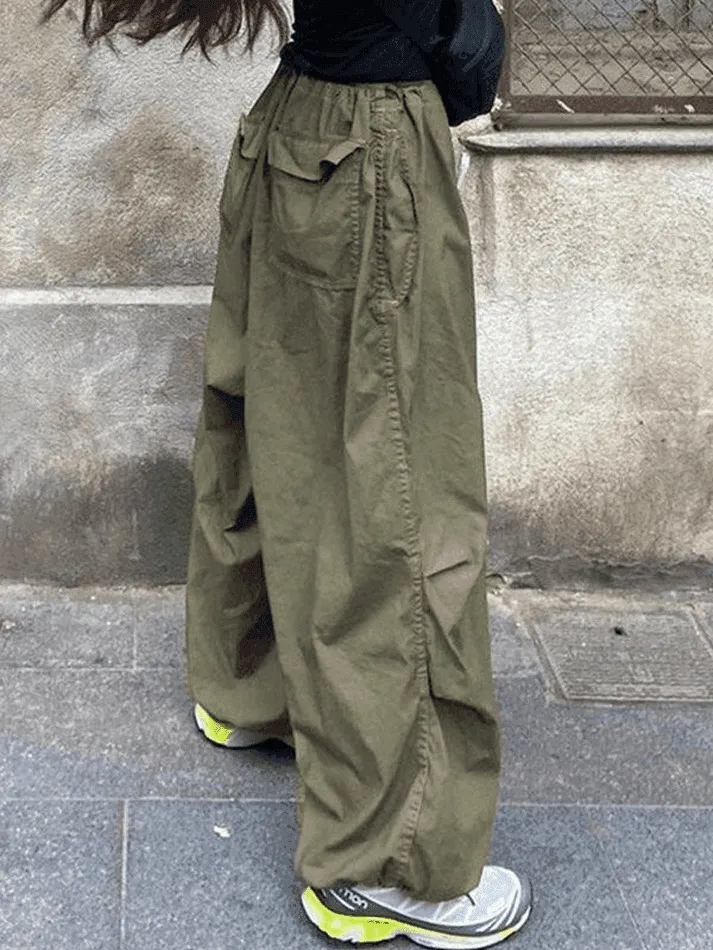 Ruched Low Waist Baggy Cargo Pants