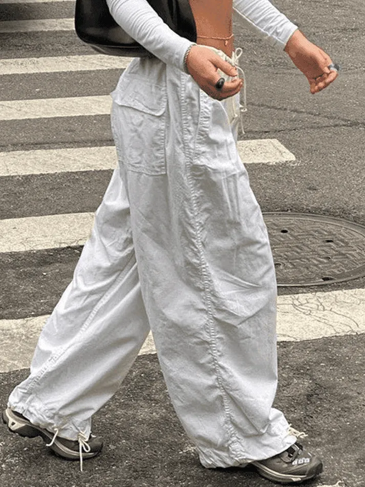 Ruched Low Waist Baggy Cargo Pants