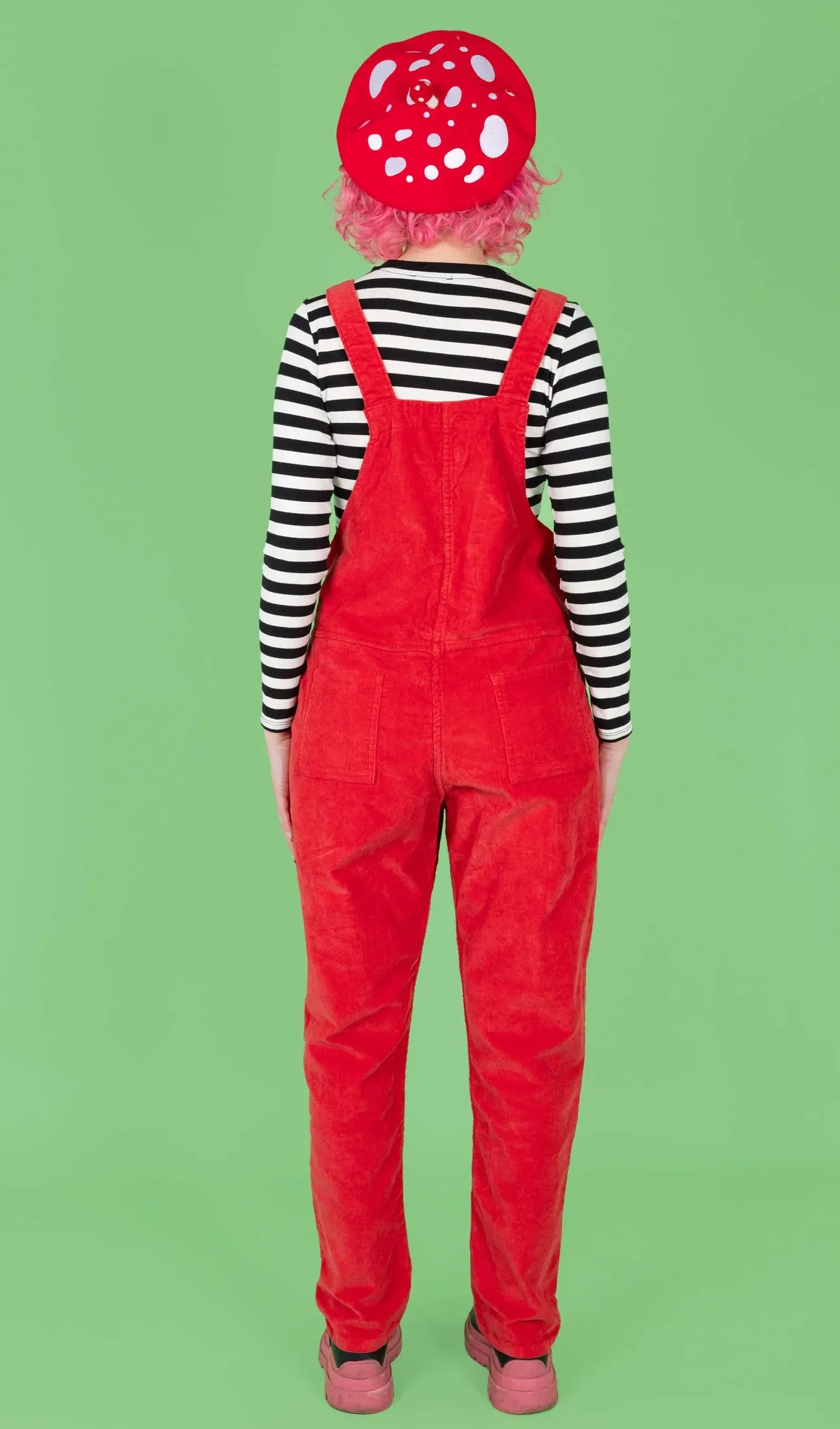 Run and Fly Red Stretch Corduroy Dungarees