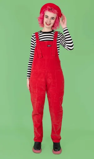 Run and Fly Red Stretch Corduroy Dungarees