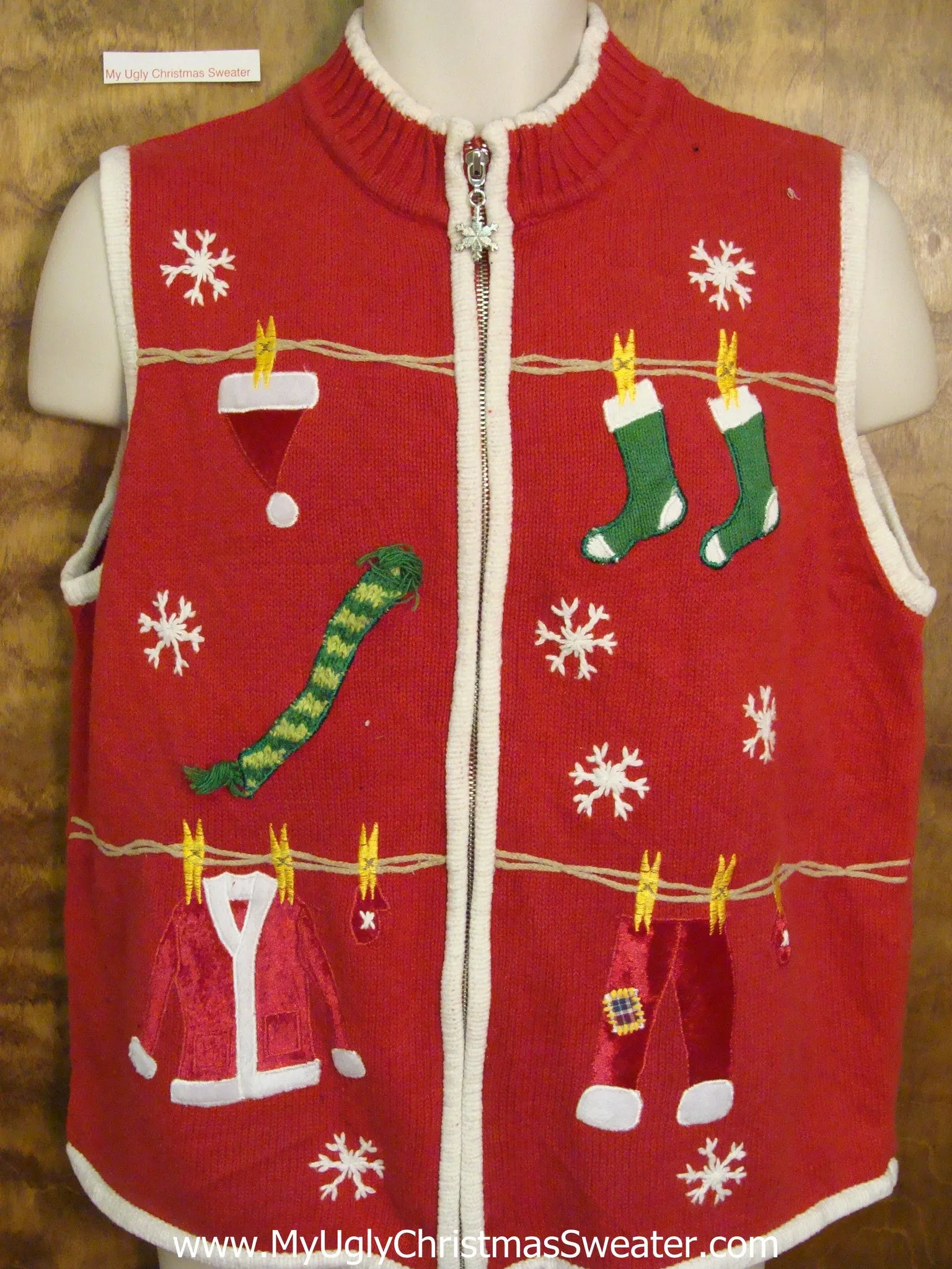 Santas Clothesline Ugliest Bad Christmas Sweaters Vest