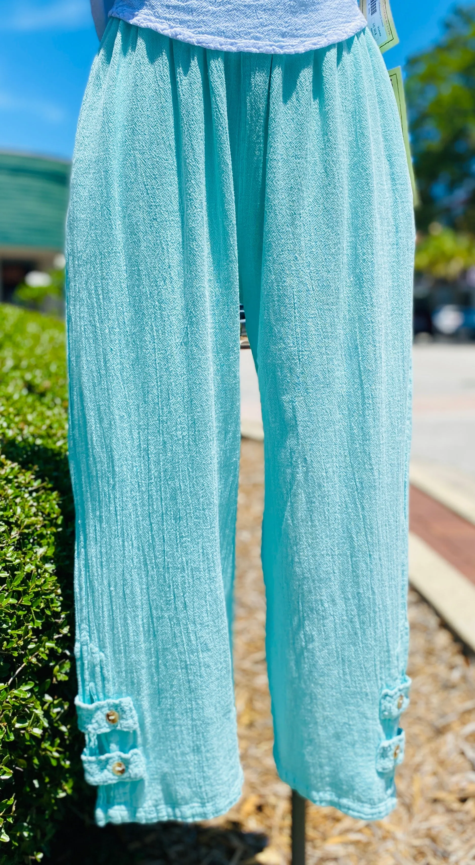 Serena Pant 100% Cotton Gauze Floods with POCKETS!