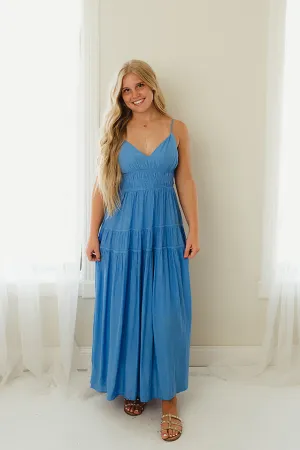 Shirred Waist Midi Dress