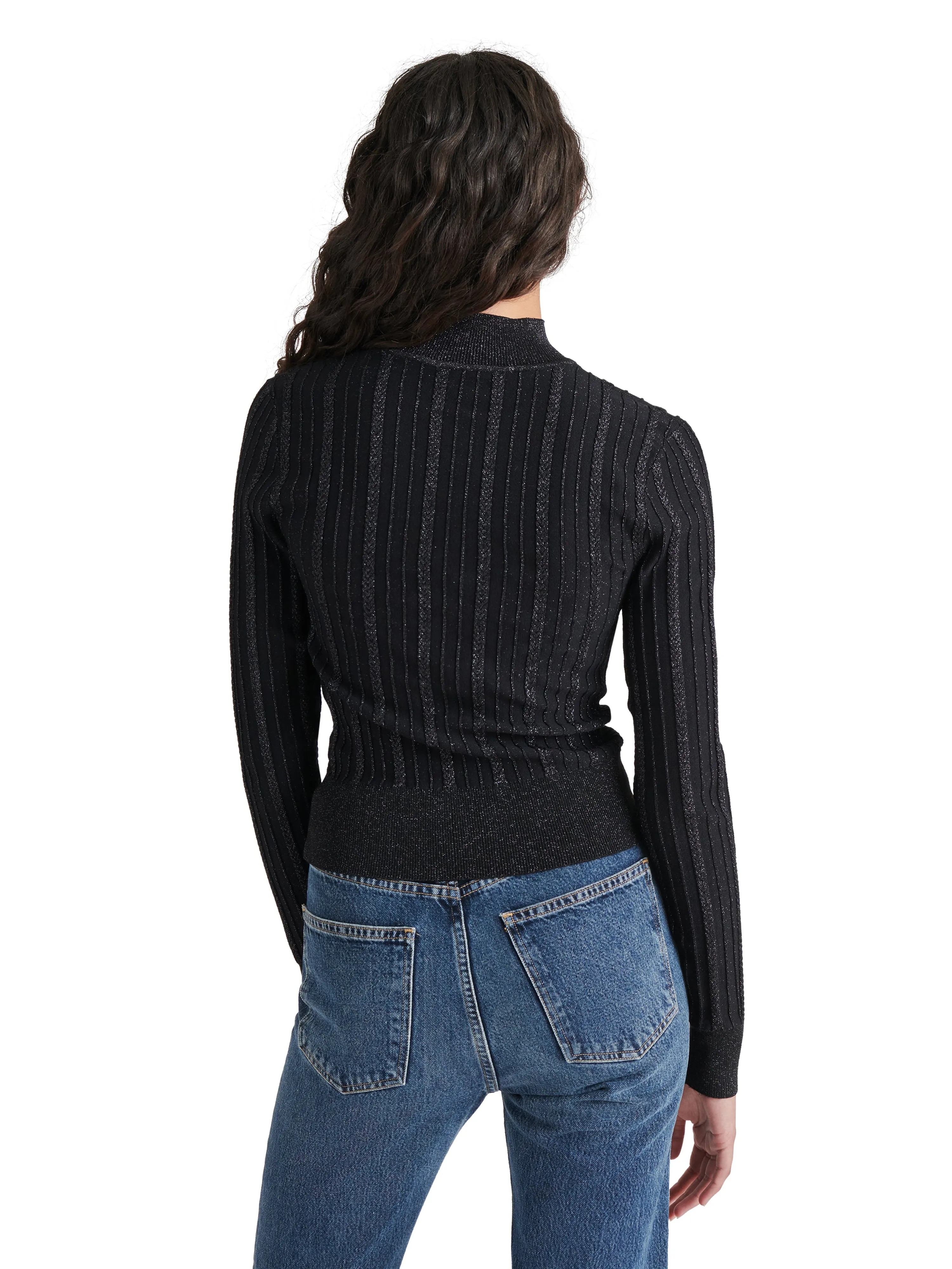 STE Black Pamela Metallic Cable knit Sweater