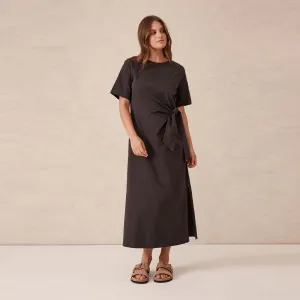 Tie Midi Tee Dress - Phantom