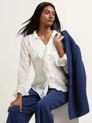 Wardrobe White Ruffle-Detailed Blouse