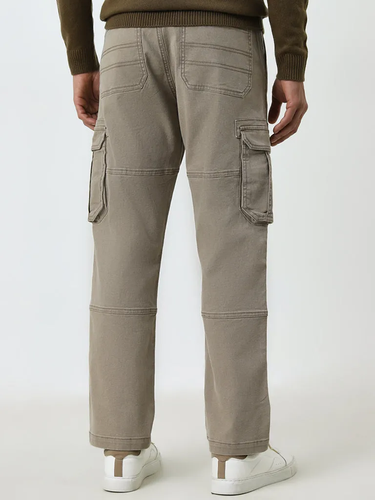 WES Casuals Taupe Relaxed - Fit Mid - Rise Cargo Jeans