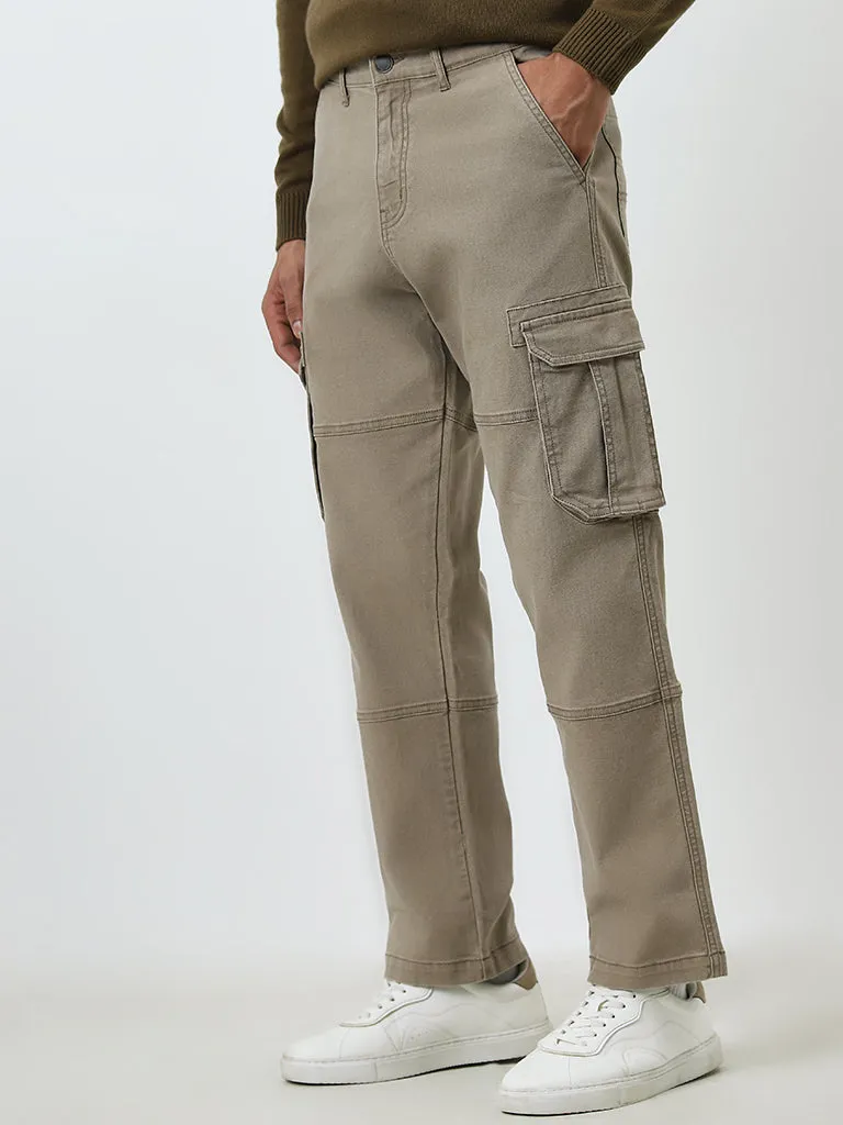 WES Casuals Taupe Relaxed - Fit Mid - Rise Cargo Jeans