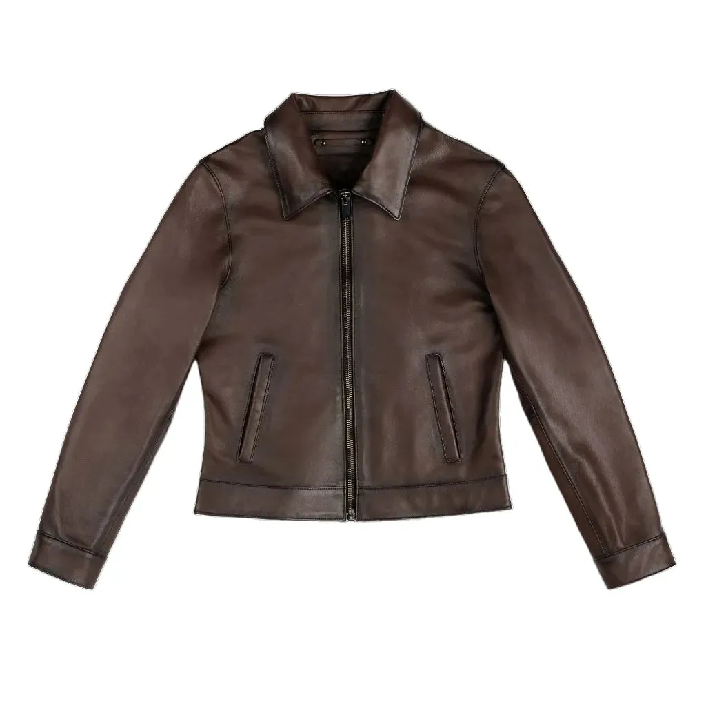 Womens Brown Genuine Leather Jacket