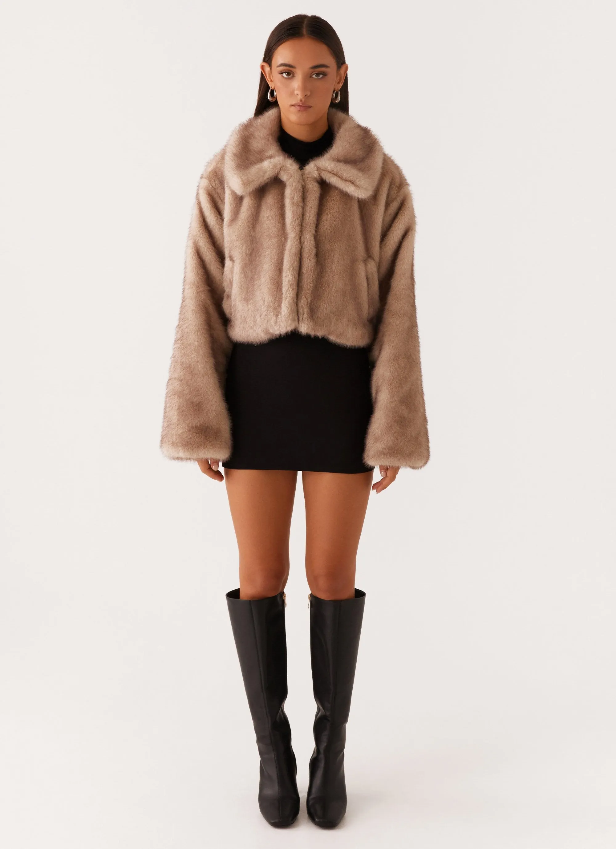 Yasmina Faux Fur Jacket - Beige